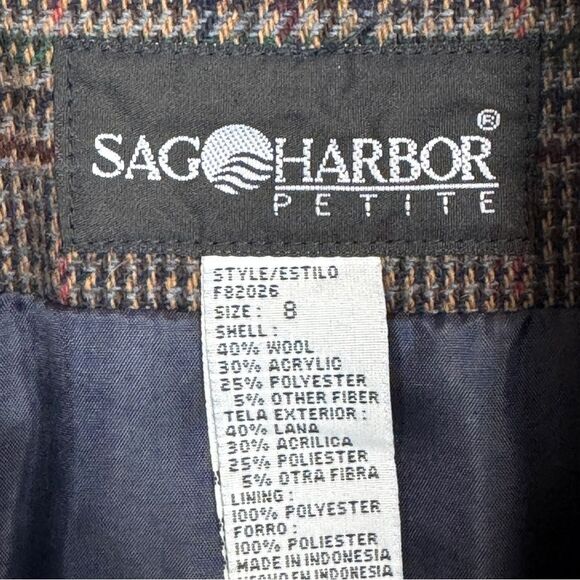 Vintage Sag Harbor Brown Plaid Wool Acrylic Blazer 8P - Picture 4 of 8